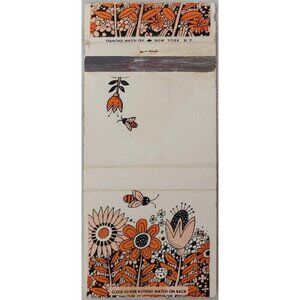 Vintage Diamond Matchbook Cover Orange Floral Bees NY New York